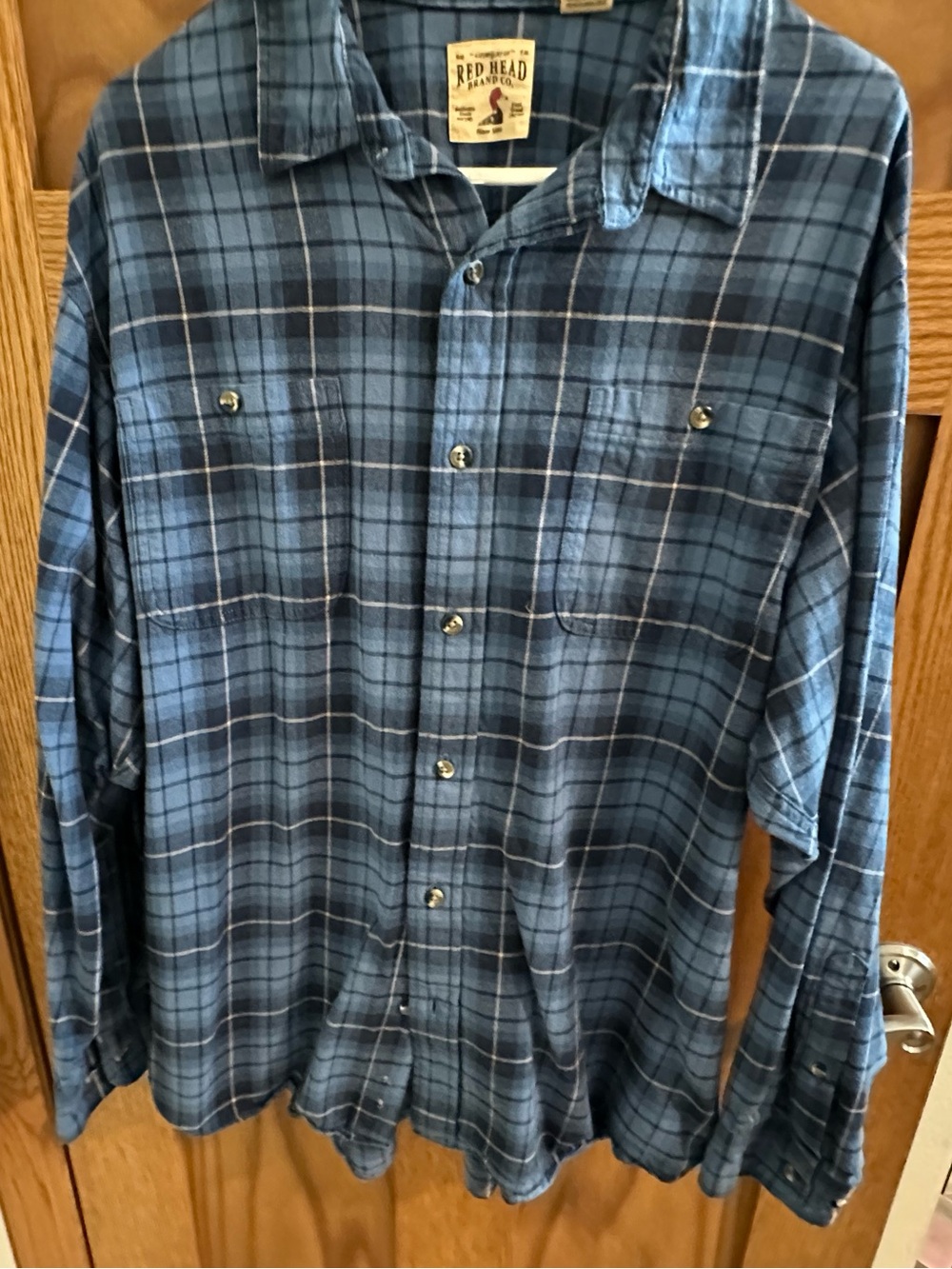 Red Head Blue Plaid Long-Sleeve Flannel Shirt 2XL